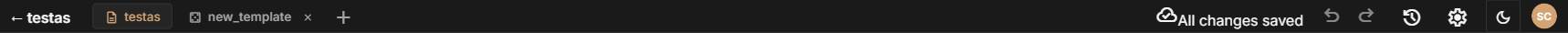 The editor top bar with back arrow, sheet name, document tabs, undo/redo, and settings